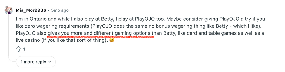 Mia user experience screen